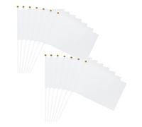 QUARKZMAN 50Pcs Drapeaux Blancs Unis À Main, 8.3 x 5.5 Pouces Sur Bâton En Plastique Pour DIY Graffiti Anniversaire Carnaval Fête Célébration Sport Ouverture Grand Party