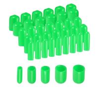 QUARKZMAN 50Pcs Embouts Ronds en Caoutchouc 1/8" 3/16" 1/4" 5/16" 3/8" (3mm 5mm 6mm 8mm 9.5mm) Couverture en Vinyle Vert pour Protéger Les Filetages des Vis - Kit Assortiment
