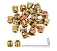 QUARKZMAN 50pcs Inserts d'Écrou UNC1/4-20 à Entraînement Hexagonal, Insert Fileté pour Bois 10mm, Goujons Filetés en Acier au Carbone, Connecteur de Fixation Écrou à Visser avec oré