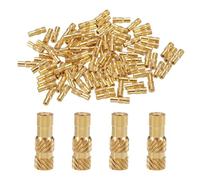 QUARKZMAN 50pcs M2 Inserts Filetés Écrous Moletés en Laiton Thermodurci M2x10mm, OD 3.5mm, Écrous en Laiton à Impression 3D Inserts Filetés Femelles Écrous