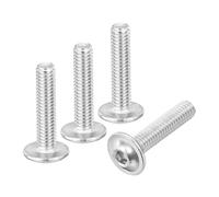 QUARKZMAN 50Pcs M4-0.7x18mm Vis À Tête Hexagonale À Frappe Bombée À Collerette, Boulons De Fixation En Acier Inoxydable 304 À Embase Hexagonale, Vis Machine Filetées Complètement, Argent