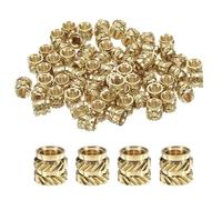 QUARKZMAN 50pcs M5 Inserts Filetés Écrous Moletés en Laiton Thermodurci M5x6.5mm, OD 7mm, Écrous en Laiton à Impression 3D Inserts Filetés Femelles Écrous