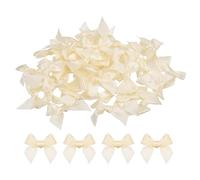 QUARKZMAN 50Pcs Mini Nœud en Ruban Mini Nœuds en Tissu Satiné pour décoration Noel Artisanat, Bricolage, Couture, Mariage, Fête d'anniversaire Jaune Clair