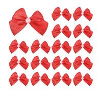 QUARKZMAN 50Pcs Noeuds Miniature en Satin avec Perle, Fleurs en Ruban De 4cm pour Décorations De Noël Mariage Fête Cheveux Couture Sachets De Bonbons Scrapbooking Cadeau, Rouge Vif