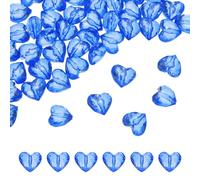 QUARKZMAN 50pcs Perles en Acrylique en Forme de Cœur 19x17mm Perles Libres Cristaux Gemmes avec Trou pour Décoration Fabrication de Bracelet Collier Création de Bijoux, Bleu Foncé