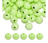 QUARKZMAN 50Pcs Perles En Bois Colorées Vert Clair 12mm De Diamètre 3.3mm De Trou Grosses Billes Rondes En Bois Teint Naturel En Vrac Pour DIY Création De gemmes Décorations D'intérieur