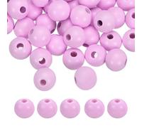 QUARKZMAN 50Pcs Perles En Bois Colorées Violet Clair 12Mm De Diamètre Trou De 3.3Mm Grosses Billes En Bois Naturel Teint En Vrac Pour DIY Création De gemmes ornementation D'Intérieur