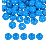 QUARKZMAN 50pcs Perles En Bois Teintes Naturellement Bleu Foncé 16mm Dia.