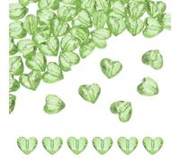 QUARKZMAN 50pcs Perles En Forme De Coeur En Acrylique 19x17mm Perles Libres Cristaux Gemmes Avec Trou Pour Décoration Fabrication De Bracelet Collier Création De Bijoux, Vert Prairie