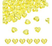 QUARKZMAN 50pcs Perles En Forme De Cœur En Acrylique 19x17mm Jaune | Perles Libres Cristaux Gemmes Avec Trou, Pour La Décoration Fabrication De Bracelet Collier Fabrication De Bijoux