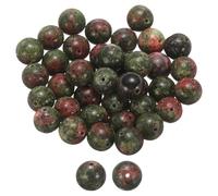 QUARKZMAN 50pcs Perles En Pierre Naturelle 10mm Calcédoine Verte Ronde Gemme Pierre Perles Libres Véritables Authentiques Lisses Boules Perle Pour Création Bracelets Colliers Boucles DIY