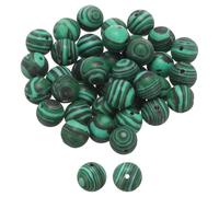 QUARKZMAN 50pcs Perles En Pierre Naturelle 10mm Malachite Ronde Gemme Pierre Perles Authentiques Vraies Lisses Boules Pour Fabrication De Bijoux Bracelets Colliers Boucles D'oreilles DIY