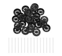 QUARKZMAN 50pcs Petites Roues en Plastique pour RC Car 30mm OD Mini Rouleau en Nylon avec 2mm ODx50mm Longues Tiges Axes Ronde pour DIY RC Car Truck Boat Helicopter Model Part, Black