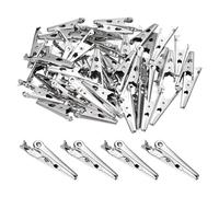 QUARKZMAN 50pcs Pinces Crocodile 35mm Grandes Pinces En Acier Pour Multimètre Laboratoire Test De Batterie Câble Pince Crocodile, Argent