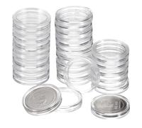 QUARKZMAN 50Pcs Porte-Monnaie en Plastique Transparent pour Pièces De 20mm, Capsules Acryliques Claires pour Collection Ou Protection De Pièces Ou NFC Tag