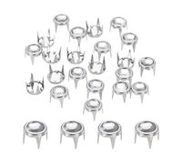 QUARKZMAN 50pcs Recharges Strass À Griffes 0.31"(8mm) À Fond Plat Perles À Griffes Strass Clous Rivets Métal Pointes Rivet Décoratifs Pour DIY Fabrication Vêtements, Argent Blanc