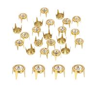 QUARKZMAN 50pcs Recharges Strass À Griffes 0.31"(8mm) Fond Pointu Perles À Griffes Strass, Rivets Pointes Métalliques Rivet Décoratif Pour DIY Fabrication Vêtements, Or Blanc