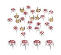 QUARKZMAN 50pcs Recharges Strass Clous 0.28"(7mm) Fond Pointu Perles Griffe Strass Clous, Rivets Pointes Metalliques Rivet Decoratif pour DIY Fabrication Vetements Chaussures, Argent Rose