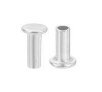 QUARKZMAN 50Pcs Rivets Semi-Tubulaires, 4mm x 10mm Rivet Semi-Tubulaire à Tête Plate en Aluminium Rivet Métallique pour la Réparation Industrielle et Domestique, Argenté