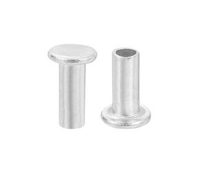 QUARKZMAN 50Pcs Rivets Semi-Tubulaires, 4mm x 10mm Rivet Semi-Tubulaire à Tête Plate en Aluminium Rivet Métallique pour la Réparation Industrielle et Domestique, Argenté
