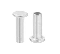 QUARKZMAN 50Pcs Rivets Semi-Tubulaires, 4mm x 12mm Rivets Tubulaires en Aluminium à Tête Plate Ronde pour Réparation Industrielle et Domestique, Argenté