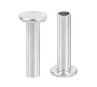 QUARKZMAN 50Pcs Rivets Semi-Tubulaires, 6mm x 25mm Rivet Tubulaire Semi-Tubulaire à Tête Plate Ronde en Aluminium pour Réparation Industrielle et Domestique, Argenté