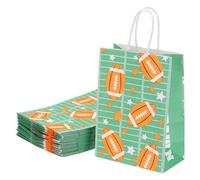 QUARKZMAN 50pcs Sacs Cadeaux Rugby Avec Poignées En Gros, 3.1"x8.3"x5.9" Sacs Cadeaux Rugby Sacs Faveurs Sportives Pour Enfants Thème du sport, Fête D'anniversaire, Vert Clair