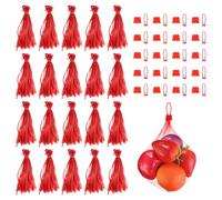 QUARKZMAN 50pcs Sacs D'Incubation D'Oeufs, 12 Pouces Filet Nylon Réutilisable Sacs Filet pour Produits avec Fermetures À Boucle Plastique Solide Extensible pour Fruits Légumes, Rouge