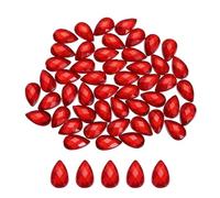 QUARKZMAN 50PCS Strass En Acrylique À Dos Plat 6x10mm Pour DIY joyaux Mariage Fête Maquillage Rouge Mat
