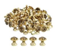 QUARKZMAN 50Pièces Rivets en Strass Doré Jaune 8mm/0,31" Rivets pour Maroquinerie en Cristal à Double Capuchon en Métal pour La Fabrication Artisanale de Cuir, Sacs et Vêtements