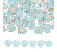 QUARKZMAN 52 Pcs Lettre Initiale Charm Double Face Pendentifs Alphabet A-Z Coeur Lettre Charm Pour Fabrication De Bijoux Colliers Bracelets Boucles D'Oreilles Accessoires DIY.