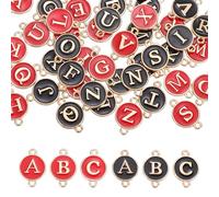 QUARKZMAN 52 Pcs Lettre Initiale Charm Double Face Pendentifs Alphabet A-Z Double Suspendu Lettre Charm Pour Jewelry Making Colliers Bracelets Boucles D'oreilles DIY Jewelry.