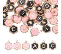 QUARKZMAN 52 Pcs Lettre Initiale Charm Double Face Pendentifs Alphabet A-Z Hexagone Lettre Charm Pour Fabrication Bijoux Colliers Bracelets Boucles D'oreilles Accessoires DIY.