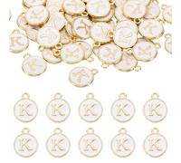 QUARKZMAN 52Pcs Charme Lettre, Pendentifs Lettre Email, Pendentifs Alphabet K Perles Double Face Pour DIY Bracelet Collier Pendentifs Bijoux Oreille, Blanc