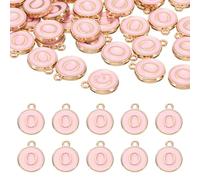 QUARKZMAN 52Pcs Charme Lettre, Pendentifs Lettre Émail, Pendentifs Alphabet O Double Face Perles Charme Pour DIY Bracelet Collier Pendentifs Bijoux Boucles D'oreilles, Rose
