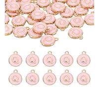 QUARKZMAN 52Pcs Charme Lettre, Pendentifs Lettre Émail, Pendentifs Alphabet Q Perles Double Face Pour DIY Bracelet Collier Pendentifs Bijoux Oreille, Rose