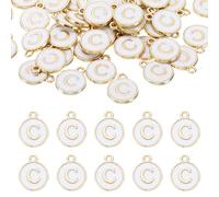 QUARKZMAN 52Pcs Charme Lettre, Pendentifs Lettre Emaillee, Perles Alphabet Pendentifs C Double Face Pour DIY Bracelet Collier Pendentifs Bijoux Boucles D'Oreilles, Blanc