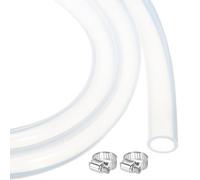 QUARKZMAN 5ft Tuyau En Caoutchouc De Silicone Transparent 13 mm x 17mm Tube En Plastique Flexible Pour Brassage, Fabrication De bordeaux, Pompe A Siphon, 1/2" ID, Avec 2pcs Colliers
