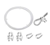 QUARKZMAN 5M Câble en Acier Inoxydable 304 2mm Revêtement Vinyle Blanc | avec 2Pcs Mandrins et Cosses à Vis pour Rambardes, Terrasses, Suspensions, Cordes à Linge