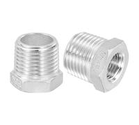 QUARKZMAN 5Pcs 1/2" Mâle à 1/4" Femelle NPT 304 Acier Inoxydable Réducteur Douille Hexagonale, Adaptateur de Tuyau en Fonte Réducteur pour systèmes industriels, pétrole/gaz, eau, CVC