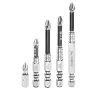 QUARKZMAN 5pcs #2 Anti-Slip Phillips Impact Screwdriver Bit PH2 1/4" Hex Shank 1+2+2.6+2.8+3.5" Magnetic Cross Head Drill Bits Chrome Plated S2 Steel Screw Driver Power Electric Tools