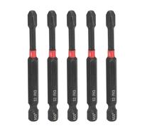 QUARKZMAN 5pcs #3 Phillips Impact Screwdriver Bit PH3 1/4" Hex Shank 3" (75mm) Long Magnetic Cross Head Drill Bits S2 Steel Industrial Screw Driver Pour Impact Power Drivers, Black/Red