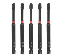 QUARKZMAN 5pcs #3 Phillips Impact Screwdriver Bit PH3 1/4" Hex Shank 4" (100mm) Long Magnetic Cross Head Drill Bits S2 Steel Industrial Screw Driver pour Impact Power Drivers, Black/Red
