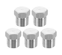 QUARKZMAN 5Pcs 304 Inox Acier Tuyau Bouchon Raccord 1/4" NPT Mâle Filetage Extérieur Hexagonal Tête Bouchon Hexagonal Tête Bonde Bouchons Raccords pour Air Eau Huile Gaz Tube