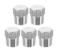 QUARKZMAN 5Pcs 304 Inox Acier Tuyau Bouchon Raccord 1/8" NPT Mâle Filetage Extérieur Hex Tête Capuchon Hexagonal Tête Bonde Bouchons Raccords pour Air Eau Huile Gaz Tube