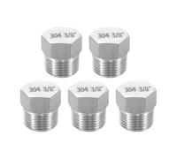 QUARKZMAN 5Pcs 304 Inox Acier Tuyau Bouchon Raccord 3/8" PT Mâle Filetage Extérieur Hex Tête Capuchon Hexagonal Tête Bonde Bouchons Raccords pour Air Eau Huile Gaz Tube