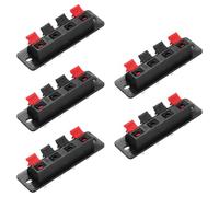 QUARKZMAN 5Pcs 4 Way Spring Terminal Clip Push Release Connector Plate Jack | Socket Speaker Terminal Strip Block Speaker Jointing Clamp Test Clip WP4-4