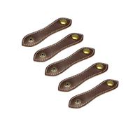 QUARKZMAN 5Pcs Attaches de Câble en Cuir de 100X20mm pour l'Organisation des Câbles, Gestion Élastique des Câbles pour Câbles Usb, Fils d'Écouteurs, Couleur Café