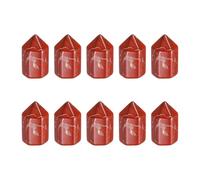 QUARKZMAN 5Pcs Baguettes De Cristal, Pierre Rouge Naturelle Hexagonale Pour Chakra Méditation Enrobage Fil Ornementationation Maison Gros Collection Pierre Revêche, 15 x 25mm