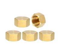 QUARKZMAN 5Pcs Bouchon De Compression en Laiton pour Arrêt De Valve 3/4" NPT Filetage Hexagonal Raccord De Tube Bouchon D'Extrémité pour Joint pour Climatiseur, Eau, Ligne De Gaz (Ton Or)